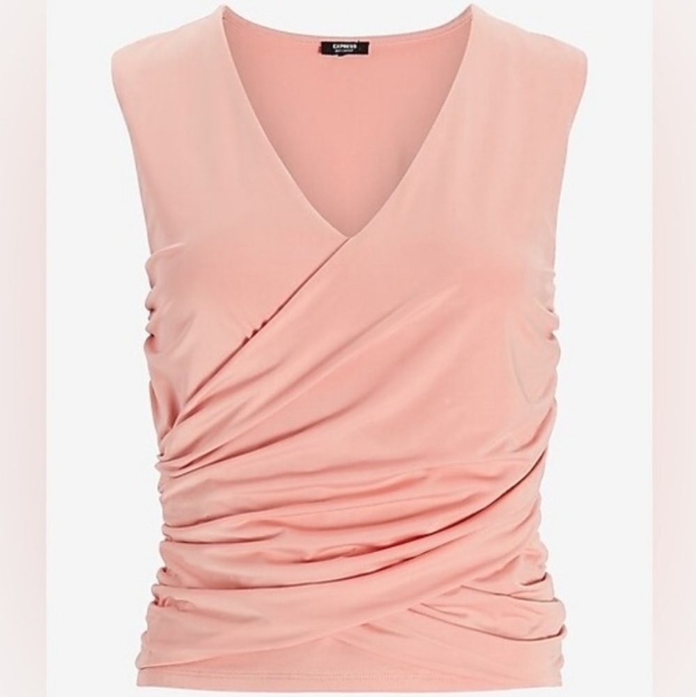Express NWT Balletcore Large Body Contour Cross Front Blush Pink Tank